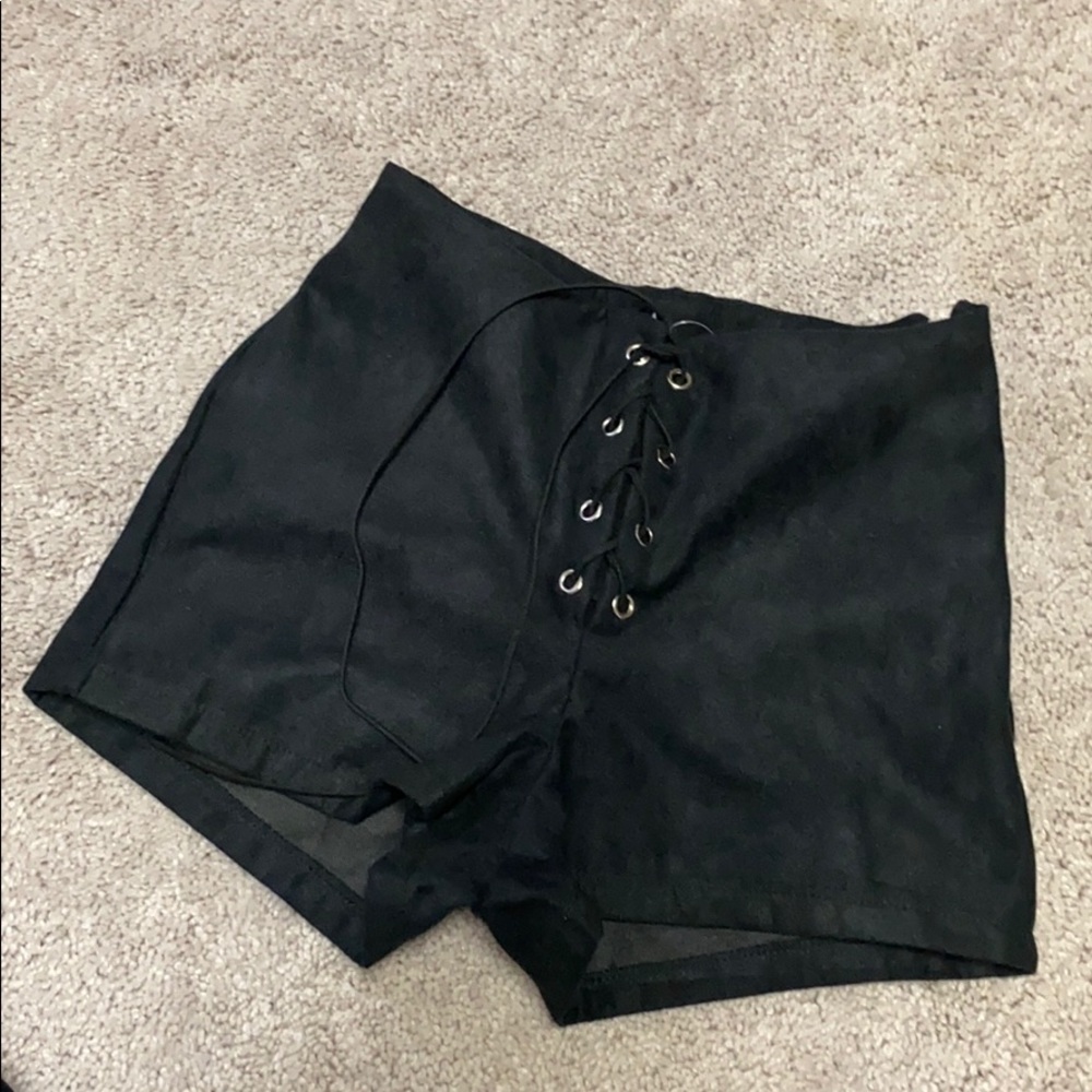 NWT lace up black shorts girls size 10